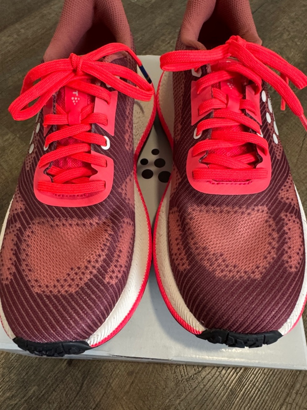 Craft Women's Sneakers in Burgundy and Hot Pink with shoe box. - Picture 3 of 11